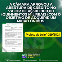 Aprovado abertura de crédito de R$500.000,00